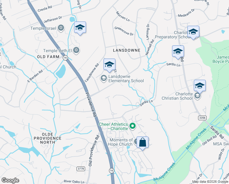 map of restaurants, bars, coffee shops, grocery stores, and more near 7110 Ramsgate Road in Charlotte