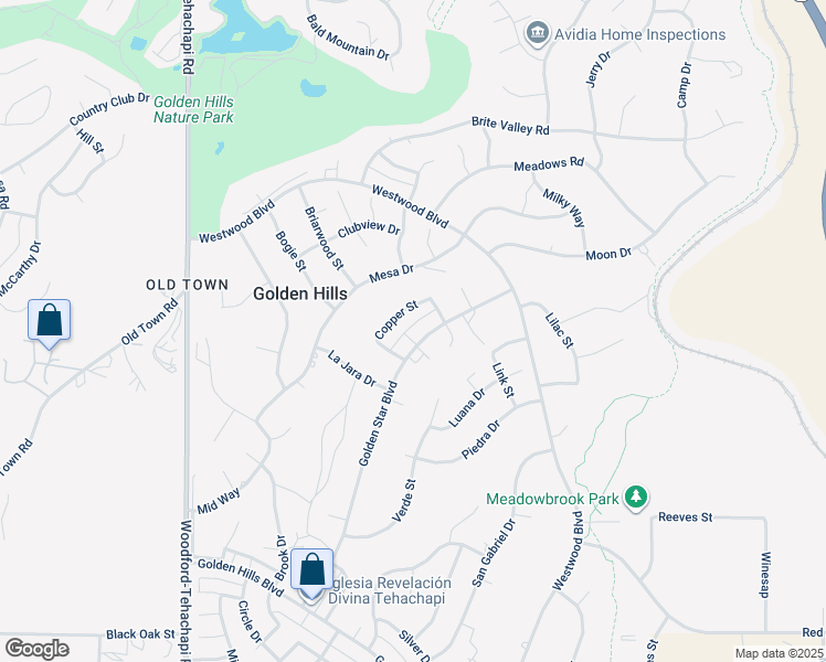 map of restaurants, bars, coffee shops, grocery stores, and more near 22125 Copper Street in Tehachapi