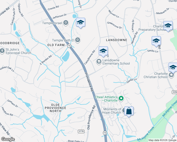map of restaurants, bars, coffee shops, grocery stores, and more near 6320 Owenby Court in Charlotte