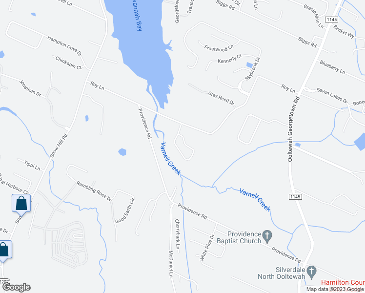 map of restaurants, bars, coffee shops, grocery stores, and more near 8548 River Birch Loop in Ooltewah