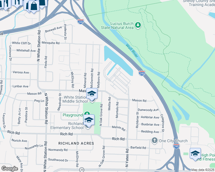 map of restaurants, bars, coffee shops, grocery stores, and more near 409 Fountain Crest Cove in Memphis