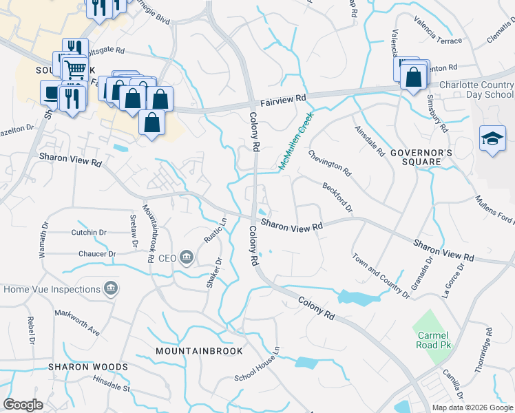 map of restaurants, bars, coffee shops, grocery stores, and more near in Charlotte