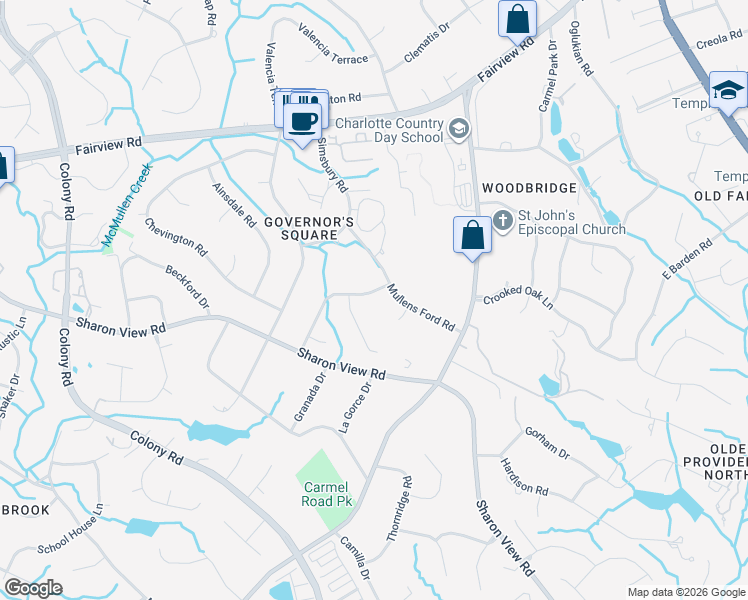 map of restaurants, bars, coffee shops, grocery stores, and more near 1842 Manor Mill Road in Charlotte