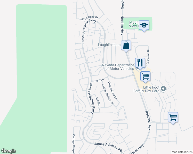 map of restaurants, bars, coffee shops, grocery stores, and more near 2221 Bay Club Drive in Laughlin