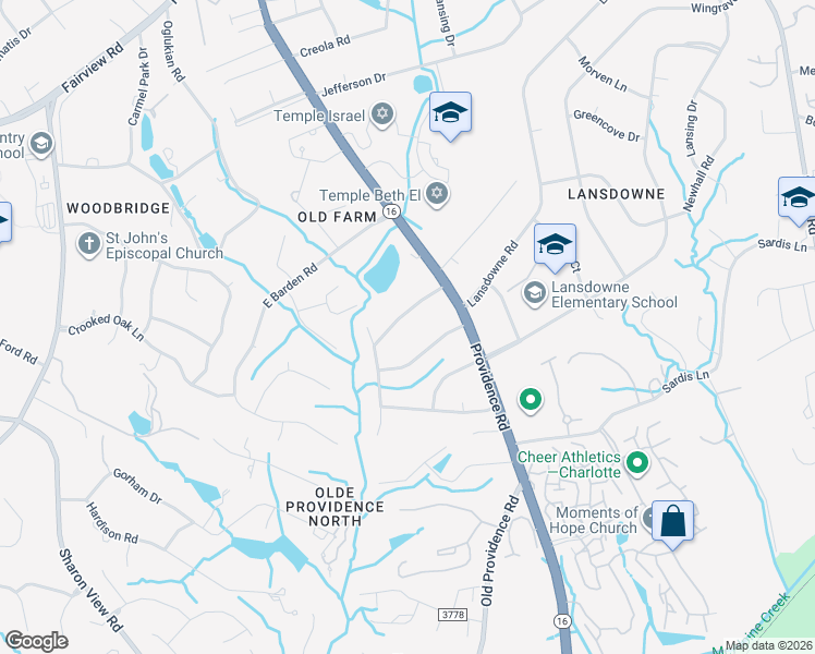map of restaurants, bars, coffee shops, grocery stores, and more near 1316 Old Farm Road in Charlotte