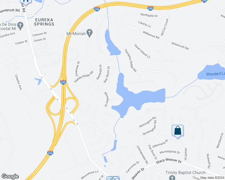 map of restaurants, bars, coffee shops, grocery stores, and more near 5409 Woodard Court in Fayetteville