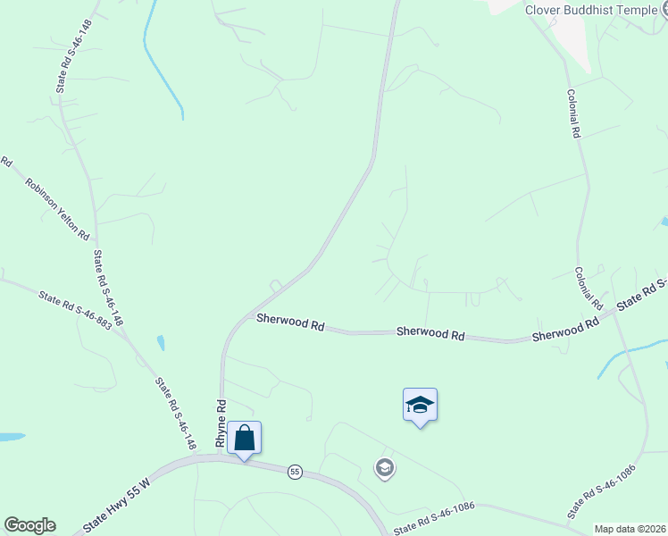 map of restaurants, bars, coffee shops, grocery stores, and more near 982 Rhyne Road in Clover