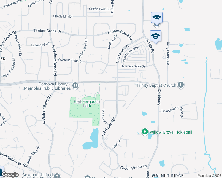 map of restaurants, bars, coffee shops, grocery stores, and more near 8611 High Cotton Cove in Cordova