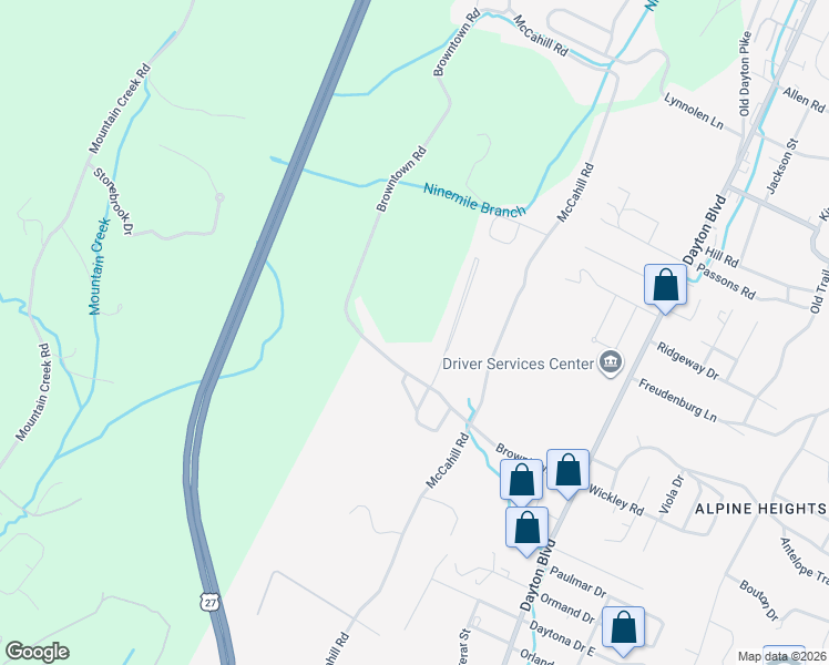 map of restaurants, bars, coffee shops, grocery stores, and more near 5015 Lloyd Lane in Chattanooga