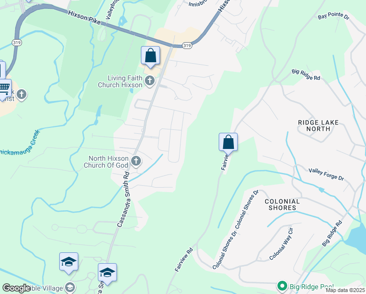 map of restaurants, bars, coffee shops, grocery stores, and more near 5425 Bungalow Circle in Chattanooga