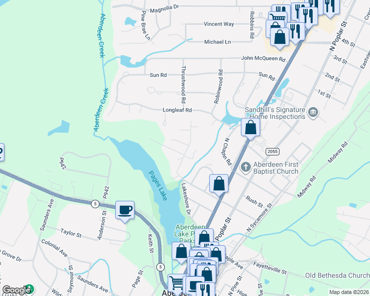 map of restaurants, bars, coffee shops, grocery stores, and more near 608 Arnold Avenue in Aberdeen