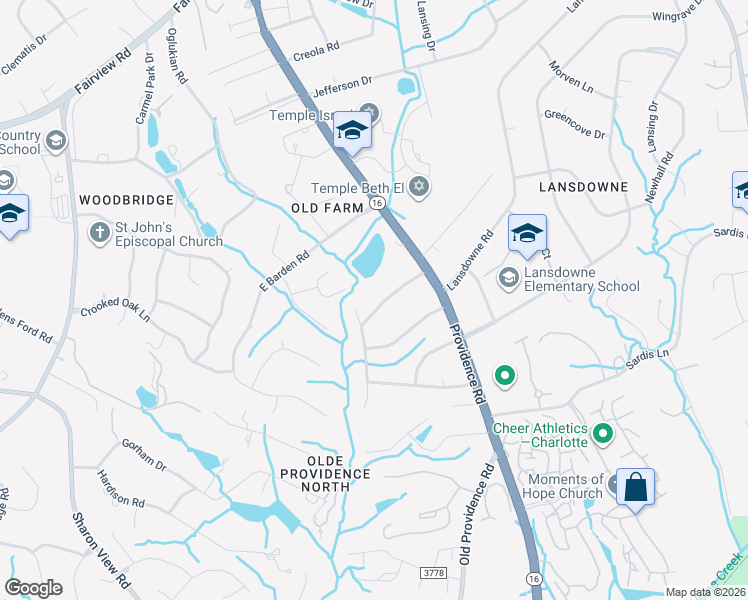 map of restaurants, bars, coffee shops, grocery stores, and more near 1316 Old Farm Road in Charlotte