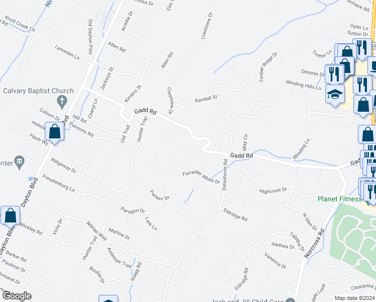 map of restaurants, bars, coffee shops, grocery stores, and more near 506 Royal Crest Drive in Red Bank