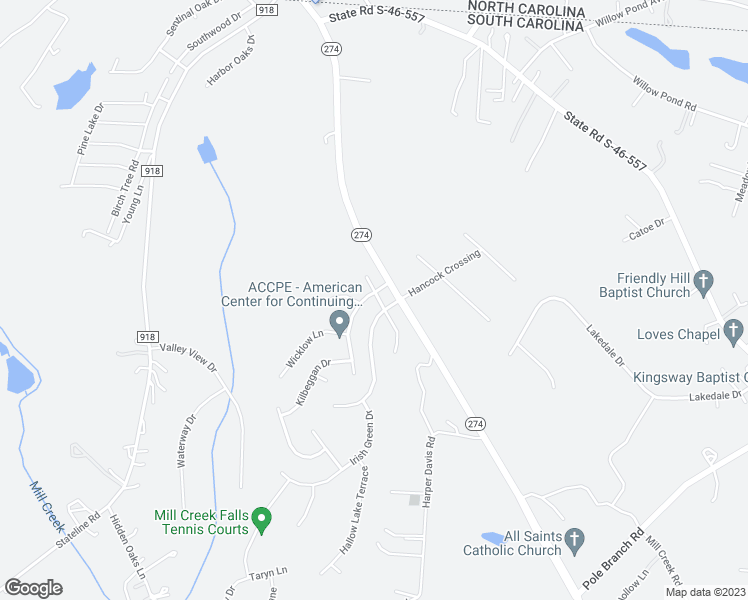 map of restaurants, bars, coffee shops, grocery stores, and more near 3307 Kingshire Way in Clover