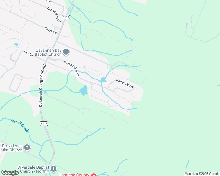 map of restaurants, bars, coffee shops, grocery stores, and more near 8004 Perfect View in Ooltewah