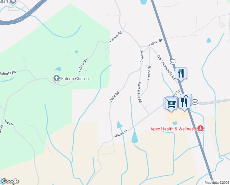 map of restaurants, bars, coffee shops, grocery stores, and more near 243 Old No 5 in Selmer