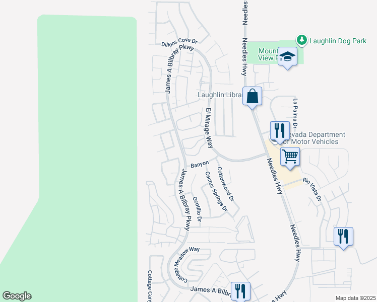 map of restaurants, bars, coffee shops, grocery stores, and more near 2243 Aspen Mirror Way in Laughlin