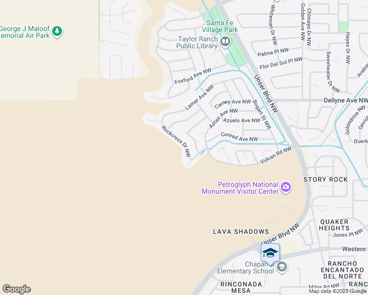 map of restaurants, bars, coffee shops, grocery stores, and more near 4921 Rockcress Drive Northwest in Albuquerque