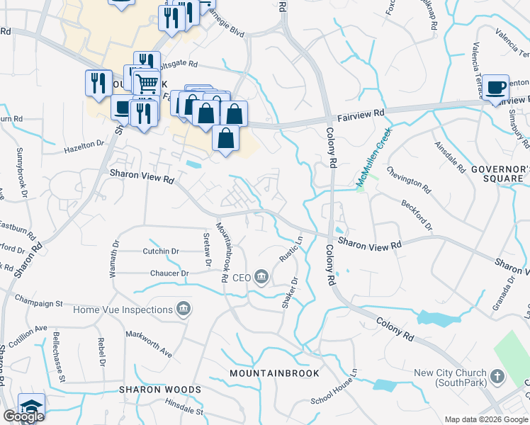 map of restaurants, bars, coffee shops, grocery stores, and more near in Charlotte