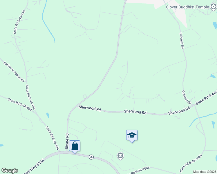 map of restaurants, bars, coffee shops, grocery stores, and more near 982 Rhyne Road in Clover