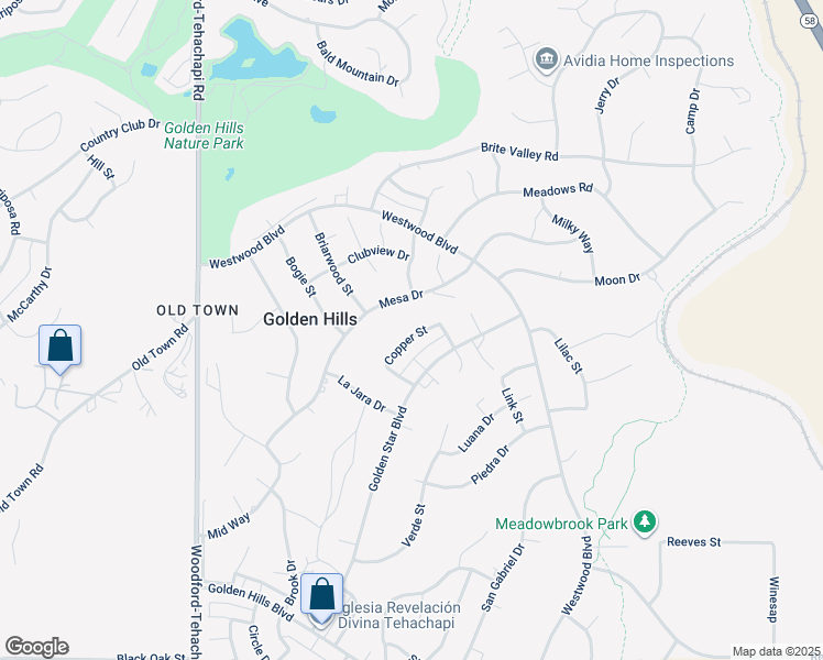 map of restaurants, bars, coffee shops, grocery stores, and more near 22125 Copper Street in Tehachapi