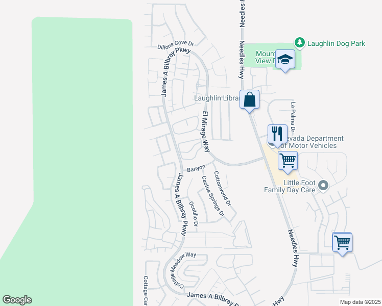 map of restaurants, bars, coffee shops, grocery stores, and more near 2223 Aspen Mirror Way in Laughlin