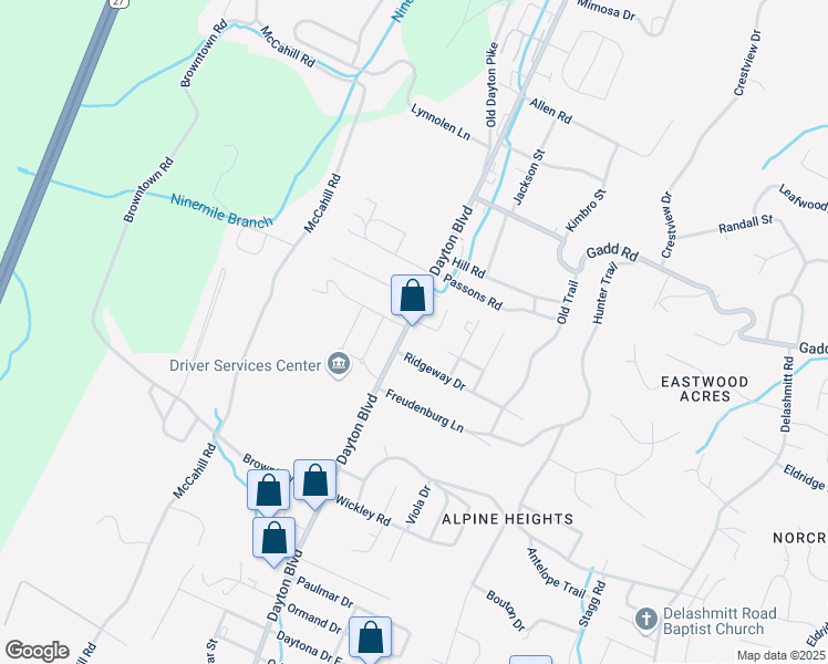map of restaurants, bars, coffee shops, grocery stores, and more near 5006 Dayton Boulevard in Chattanooga