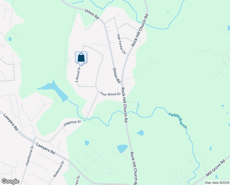 map of restaurants, bars, coffee shops, grocery stores, and more near 5501 Two Iron Drive in Matthews