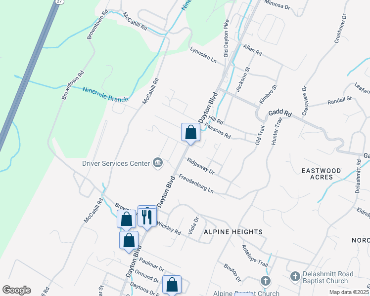 map of restaurants, bars, coffee shops, grocery stores, and more near 5006 Dayton Boulevard in Chattanooga