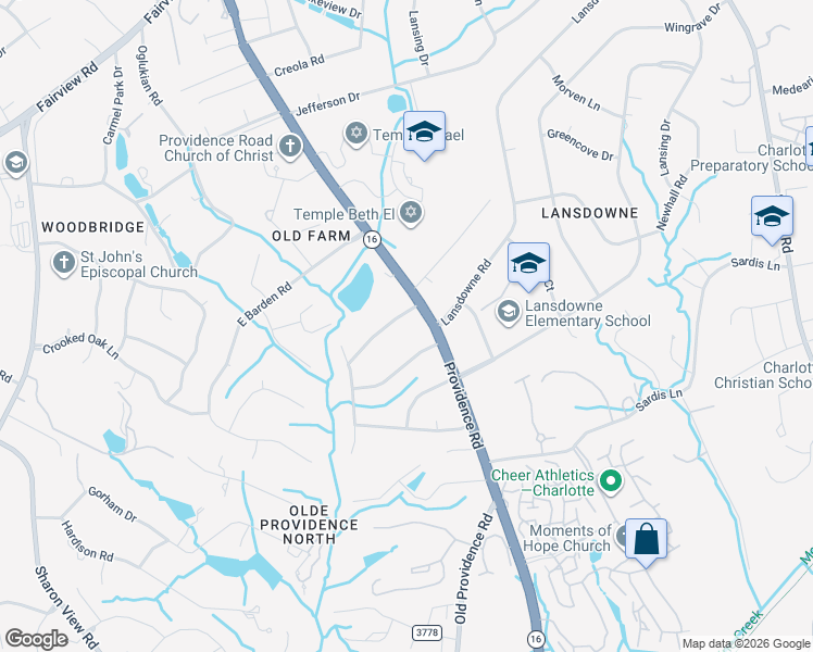 map of restaurants, bars, coffee shops, grocery stores, and more near 1225 Old Farm Road in Charlotte