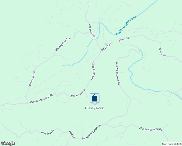 map of restaurants, bars, coffee shops, grocery stores, and more near 66 The Cliffs Parkway in Landrum