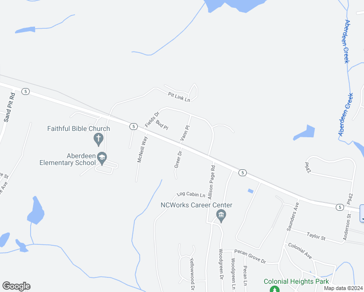 map of restaurants, bars, coffee shops, grocery stores, and more near North Carolina 5 in Aberdeen