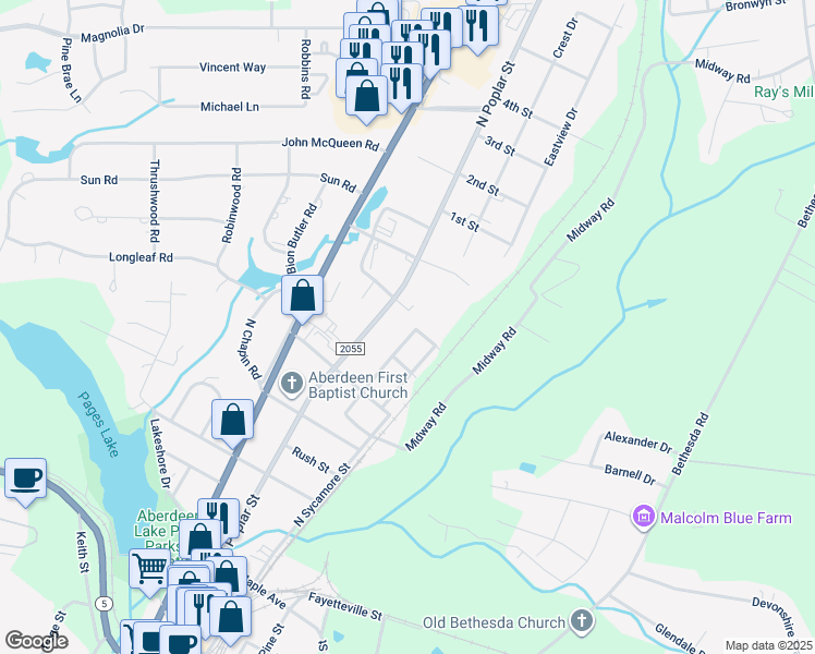map of restaurants, bars, coffee shops, grocery stores, and more near 905 Aspen Street in Aberdeen