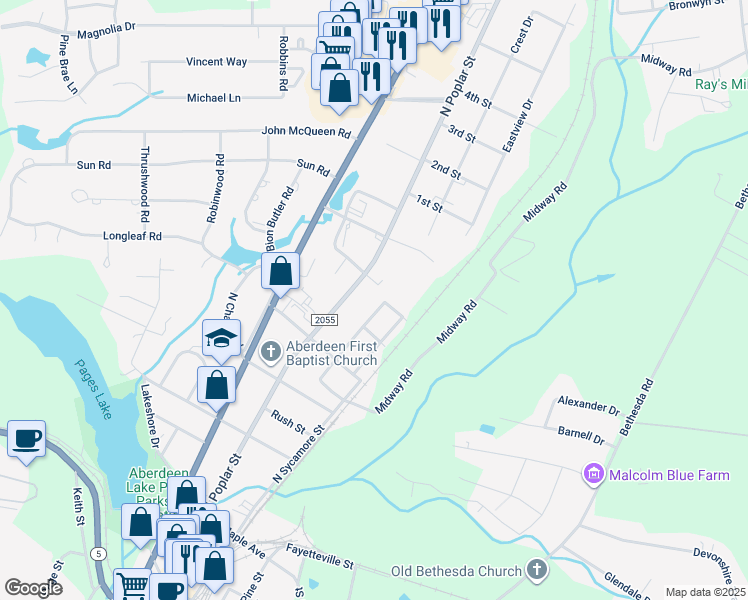 map of restaurants, bars, coffee shops, grocery stores, and more near 905 Aspen Street in Aberdeen