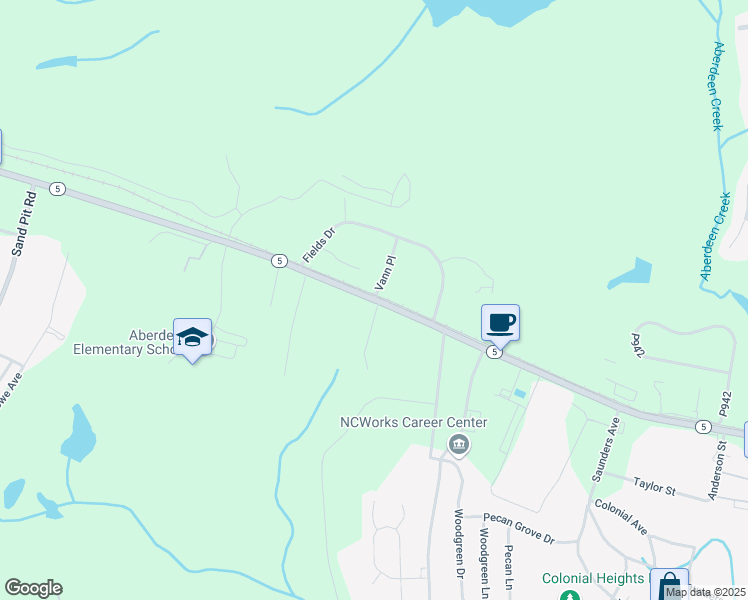 map of restaurants, bars, coffee shops, grocery stores, and more near North Carolina 5 in Aberdeen