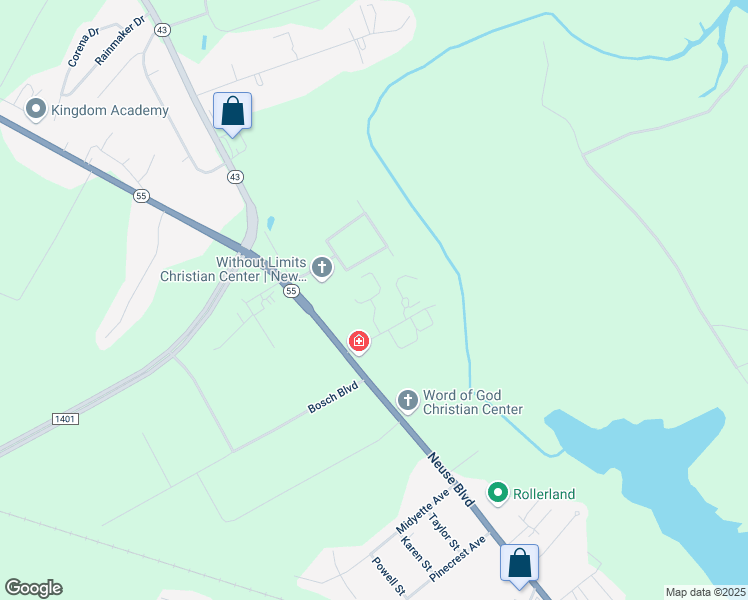 map of restaurants, bars, coffee shops, grocery stores, and more near 3003 Kensington Park Drive in New Bern