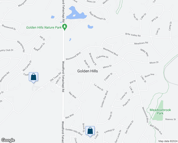 map of restaurants, bars, coffee shops, grocery stores, and more near 22231 Bogie Street in Tehachapi