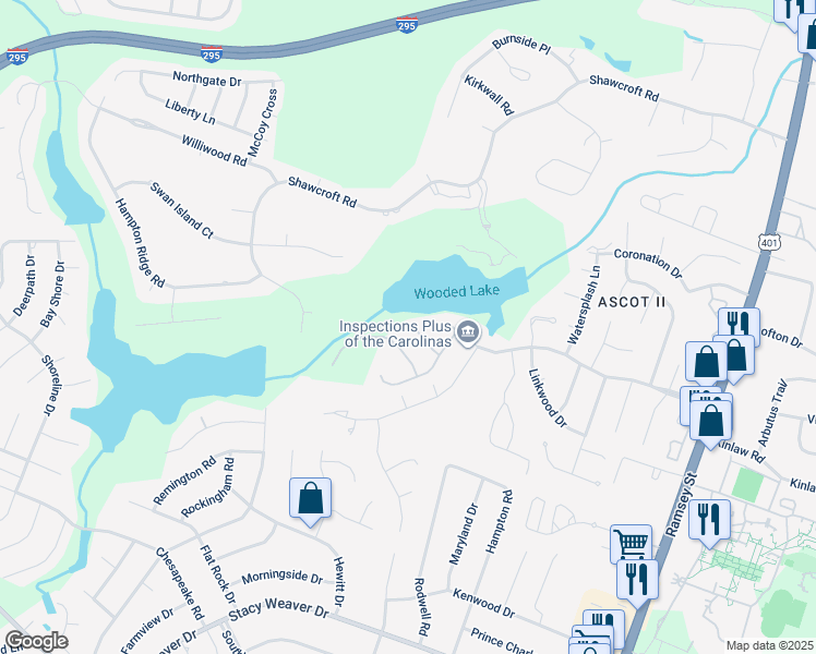 map of restaurants, bars, coffee shops, grocery stores, and more near 429 Sedgemoor Road in Fayetteville