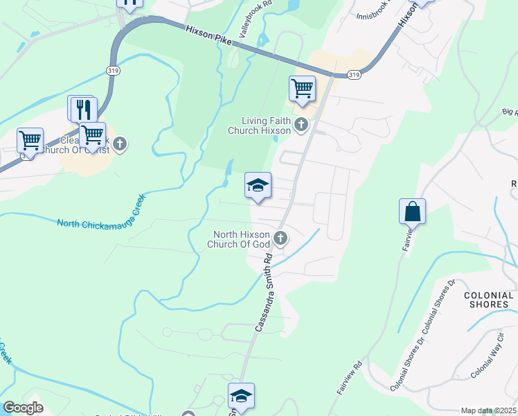map of restaurants, bars, coffee shops, grocery stores, and more near in Chattanooga
