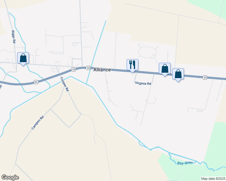 map of restaurants, bars, coffee shops, grocery stores, and more near in New Bern