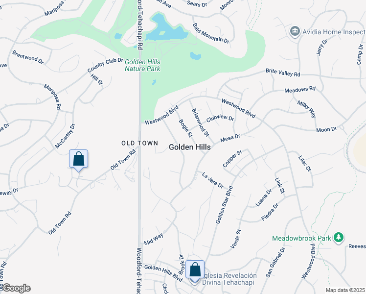 map of restaurants, bars, coffee shops, grocery stores, and more near 22150 Buena Vista Street in Tehachapi