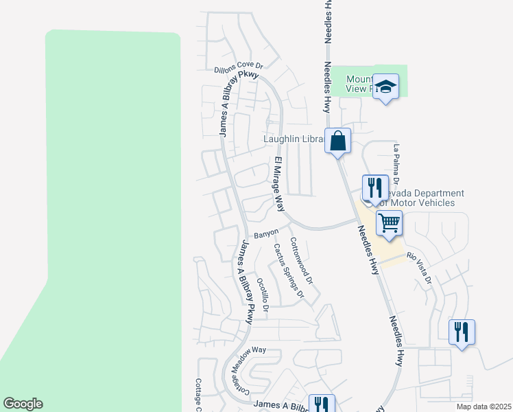 map of restaurants, bars, coffee shops, grocery stores, and more near 2223 Aspen Mirror Way in Laughlin
