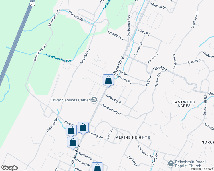 map of restaurants, bars, coffee shops, grocery stores, and more near 5006 Dayton Boulevard in Chattanooga
