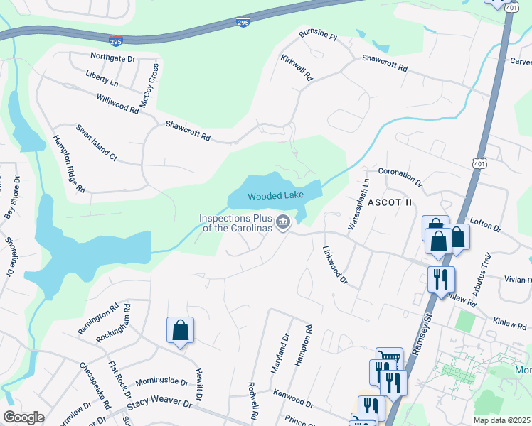 map of restaurants, bars, coffee shops, grocery stores, and more near 334 Ridgeway Court in Fayetteville