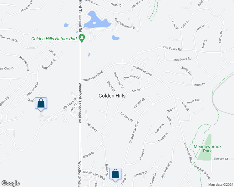 map of restaurants, bars, coffee shops, grocery stores, and more near 22230 Bogie Street in Tehachapi