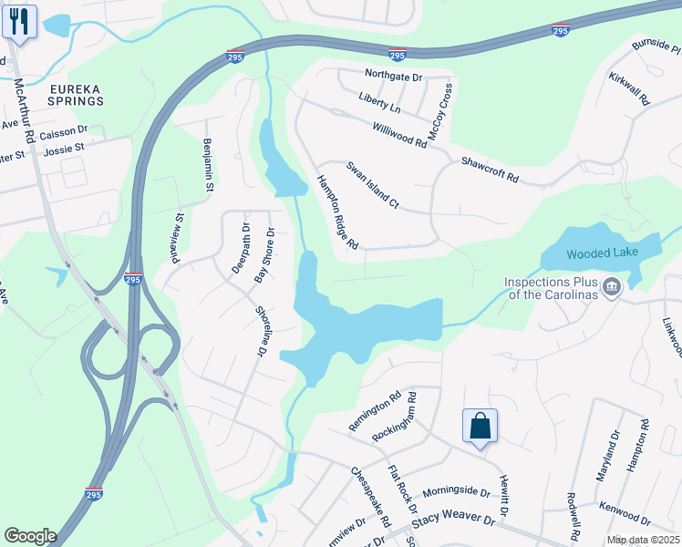 map of restaurants, bars, coffee shops, grocery stores, and more near 672 Cresswell Moor Way in Fayetteville