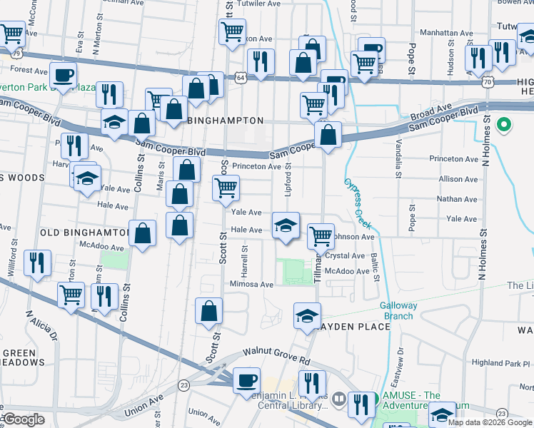 map of restaurants, bars, coffee shops, grocery stores, and more near 412 Carpenter Street in Memphis