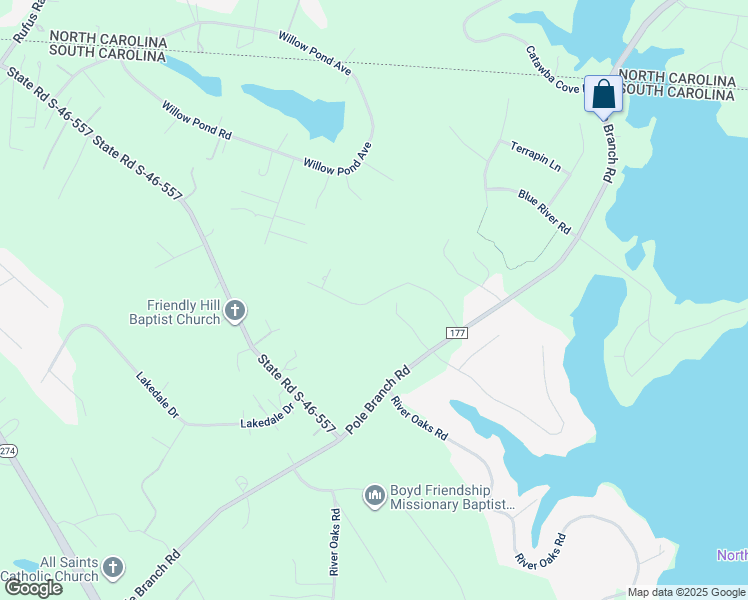 map of restaurants, bars, coffee shops, grocery stores, and more near 5250 Waterlynn Drive in Clover