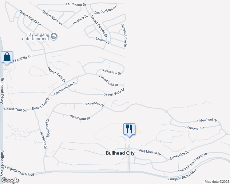 map of restaurants, bars, coffee shops, grocery stores, and more near 2918 Desert Trail Drive in Bullhead City