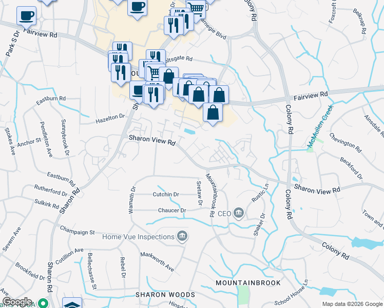 map of restaurants, bars, coffee shops, grocery stores, and more near in Charlotte
